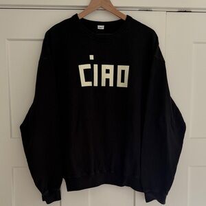 Clare V Black 'CIAO' Graphic Crewneck Sweatshirt